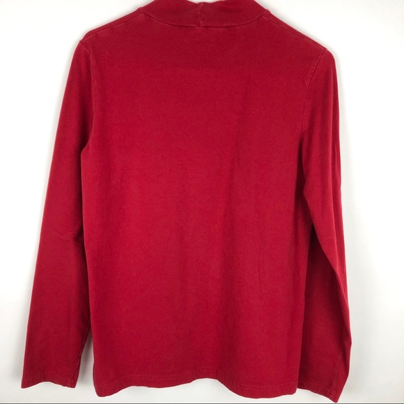 Croft & Barrow Red Cotton Classic Tee Long Sleeve Turtleneck Shirt - Picture 5 of 10